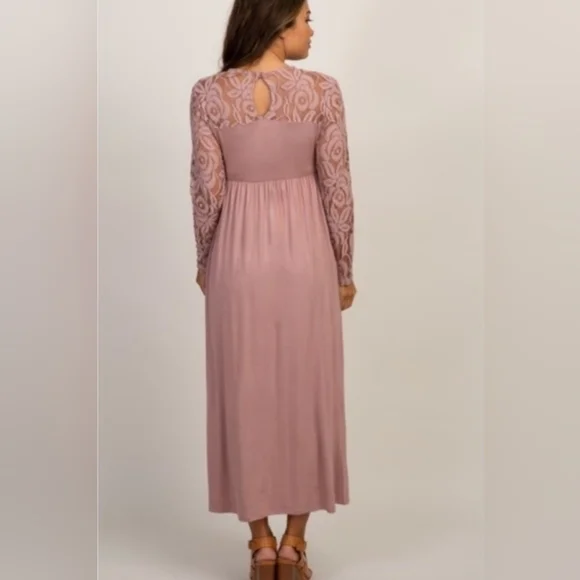 Pinkblush Mauve Lace Sleeve Maxi Dress - Picture 11 of 13